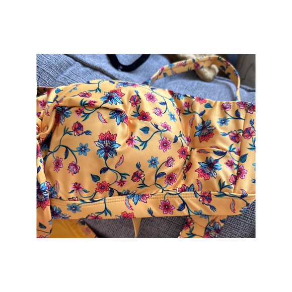 Modcloth Santa Barbara Saturday Floral Bikini Swim Top Yellow Retro Pinup 2X NWT - Picture 6 of 7